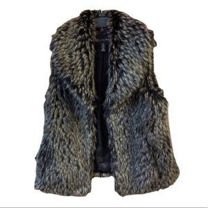 INC International Concepts Faux Fur Vest - Black and Gray